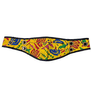 VTG 80s Yellow Fanny Pack Cumberbund Belt Pouch Snap Indonesia Wild Bright Art *